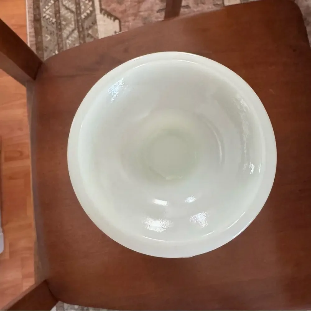Anchor Hocking Hobnail Milk Glass Large Trumpet Vase Dot and Dash,  Scallop Edge